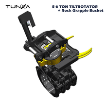 Load image into Gallery viewer, 5-6 Ton Excavator Tiltrotator and Rock Grapple Bucket