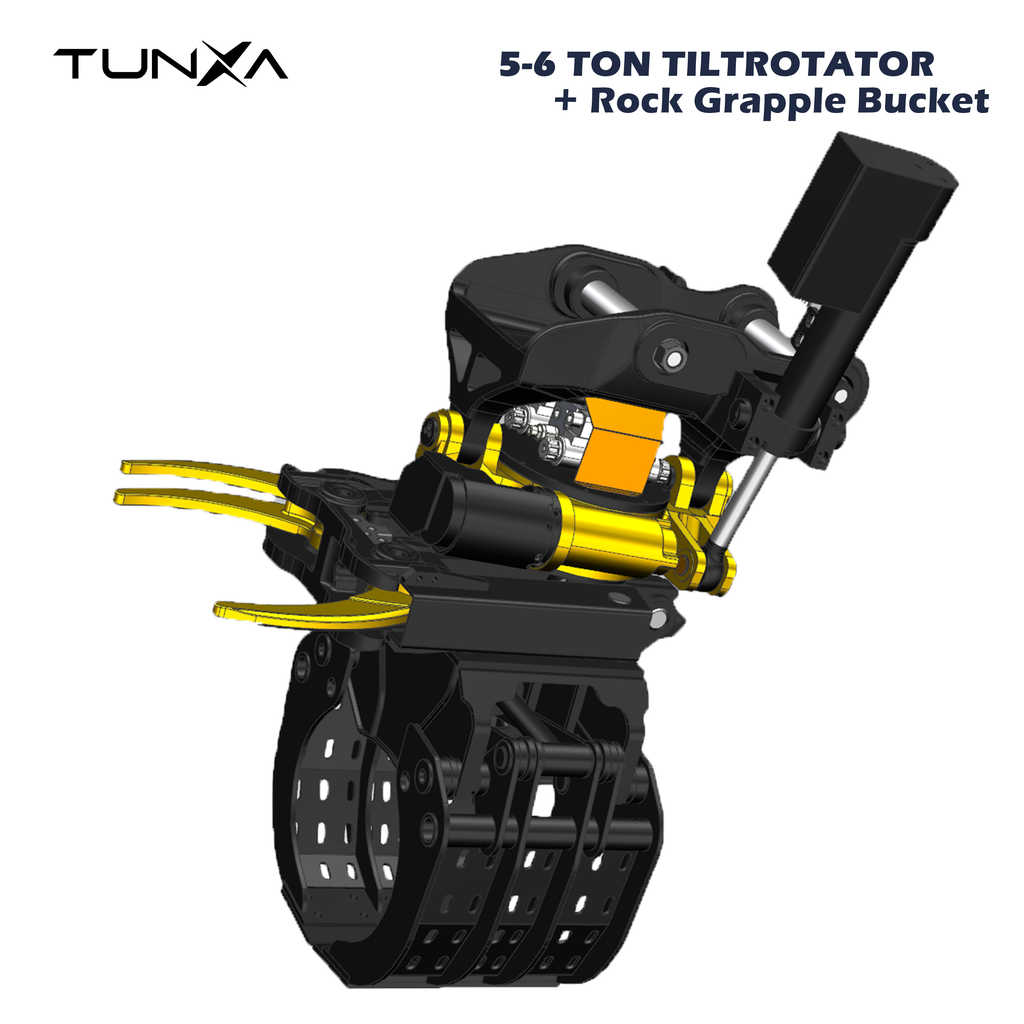 5-6 Ton Excavator Tiltrotator and Rock Grapple Bucket