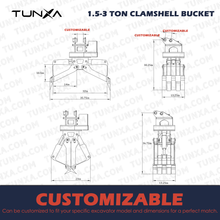 Load image into Gallery viewer, 1.5-3 Ton Clamshell Bucket | Customizable