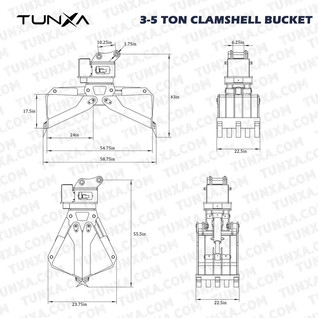 3-5 Ton Clamshell Bucket | For Heavy-Duty Grabbing & Sorting