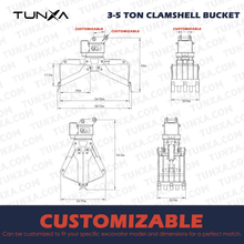 Load image into Gallery viewer, 3-5 Ton Clamshell Bucket | Customizable