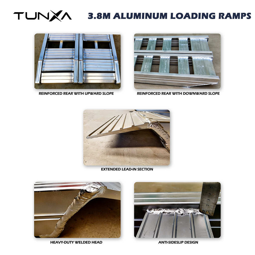 12.5' x 17.3" Aluminum Ramps with Flared Ends & Anti-Slip Design - 14,000-lb