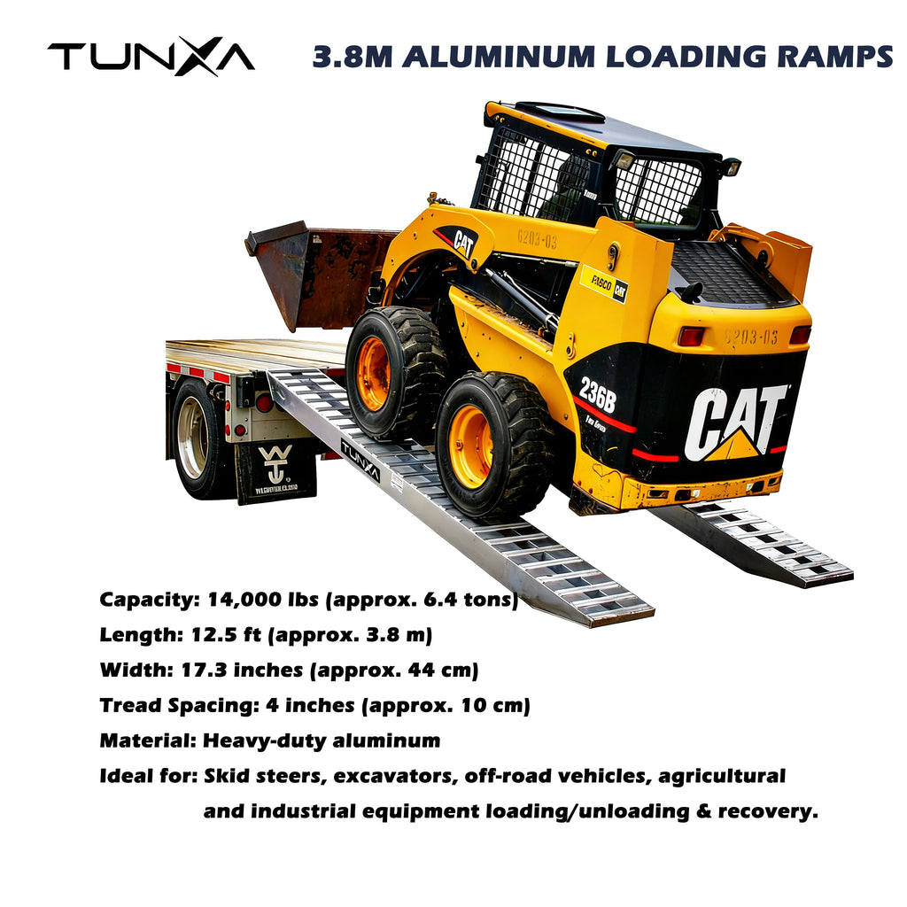 12.5' x 17.3" Aluminum Ramps with Flared Ends & Anti-Slip Design - 14,000-lb