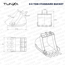 Load image into Gallery viewer, 3-4 Ton Standard Excavator Bucket