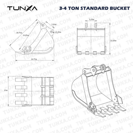 3-4 Ton Standard Excavator Bucket