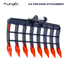 Load image into Gallery viewer, 5-6 Ton Excavator Rake Attachment | For Landscaping &amp; Debris Clearing