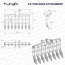 Load image into Gallery viewer, 5-6 Ton Excavator Rake Attachment | For Landscaping &amp; Debris Clearing