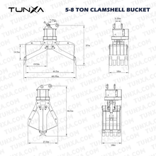 Load image into Gallery viewer, 5-8 Ton Clamshell Bucket | For Scrap &amp; Bulk Material Handling