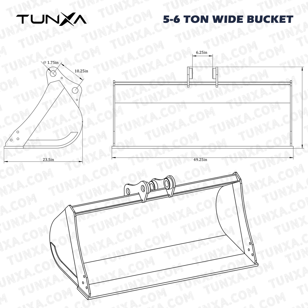 5-6 Ton Wide Excavator Bucket | High Capacity Bucket for Material Handling