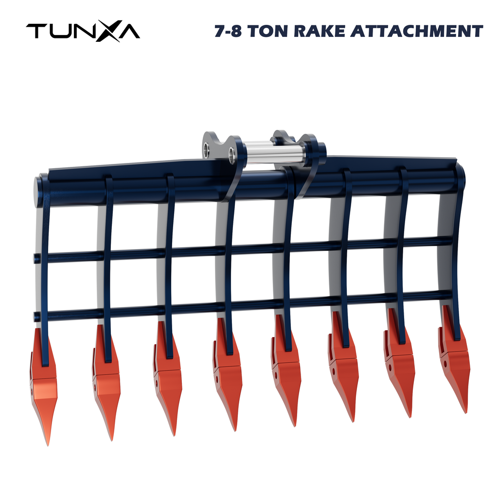 7-8 Ton Excavator Rake Attachment | For Landscaping & Debris Clearing