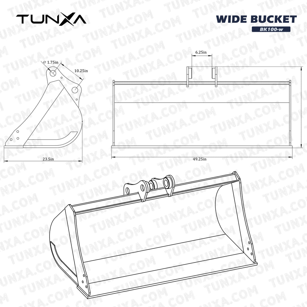 Wide Bucket for 10,000-15,000 lb Excavators