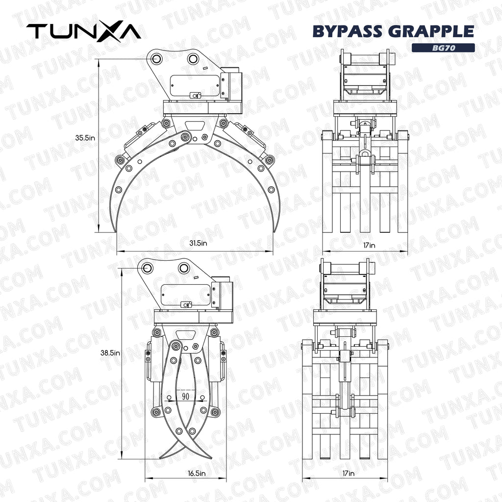 Bypass Grapple for 7,000-9,000 lb Excavators