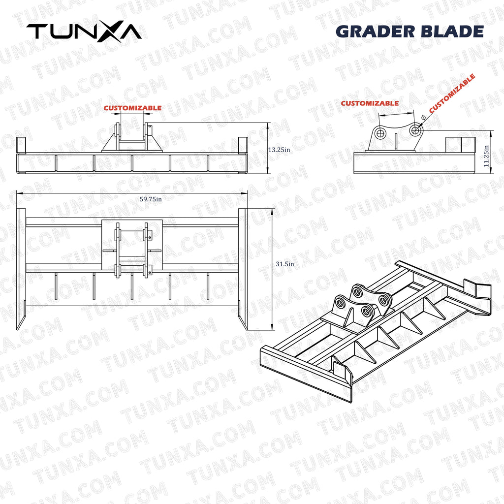 Grader Blade for 10,000-15,000 lb Excavators