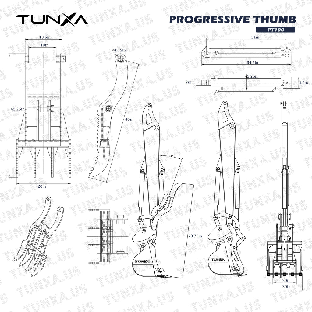 [PT100]-Progressive Thumb for 10,000-15,000 lb Excavators