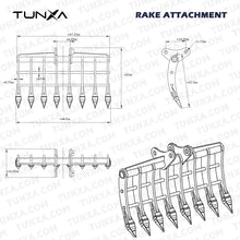 Load image into Gallery viewer, Rake Attachment for 10,000-15,000 lb Excavators
